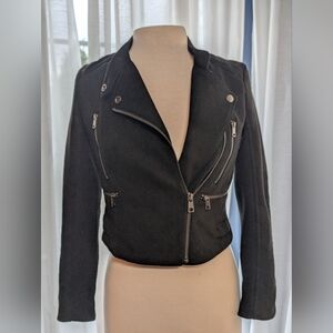 Women's Black Asymmetrical Moto Jacket with Silver Hardware